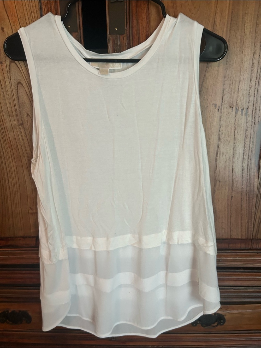 Michael Kors White Layered Chiffon-Hem Tank